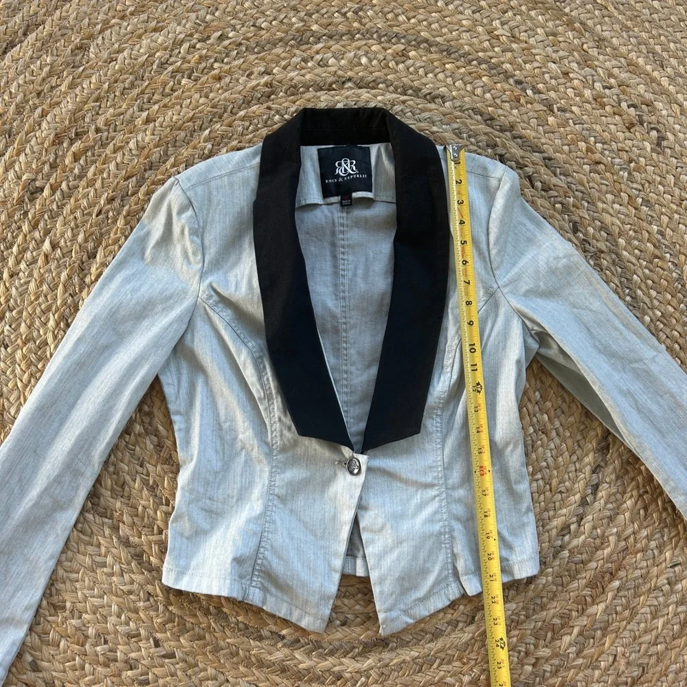 Rock & Republic‎ Womens Blazer Jean Size 14 Single Button - Picture 6 of 7